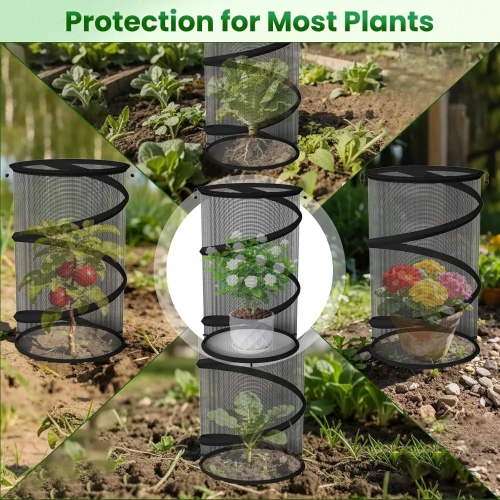 Pop-Up Mesh Plant Guard Folding Reusable Garden Mesh Protector Breathable with Ground Pegs Insect Barrier Netting Yard