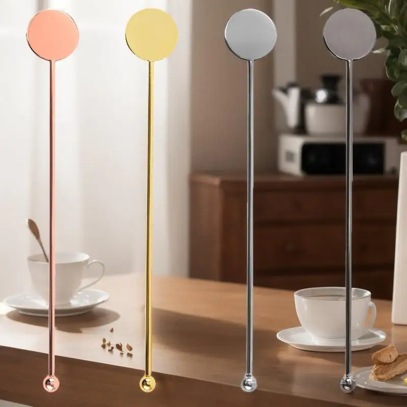 （Summer4）High-Grade 304 Stainless Steel Stirring Sticks Elegant Swizzle Rods For Cocktails Coffee Bar Restaurant Milk Tea Mixing