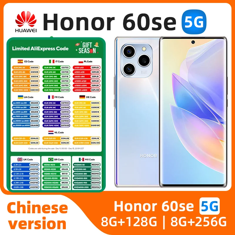 Honor-teléfono inteligente 60 SE 5g, CPU, Dimensity 900, 6,67 pulgadas, 120Hz, pantalla OLED, batería de 4300mAh, carga de 66W, cámara de 64MP, original, usado