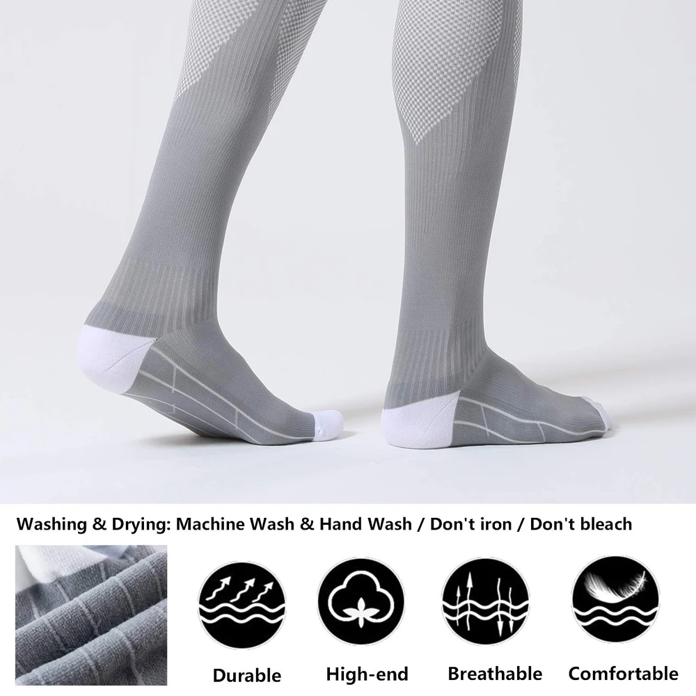 WEFITON 1Pair Compression Socks 20-30mmHg for Running & Nursing, 1 Pair Circulation Support for Travel, Sports Recovery