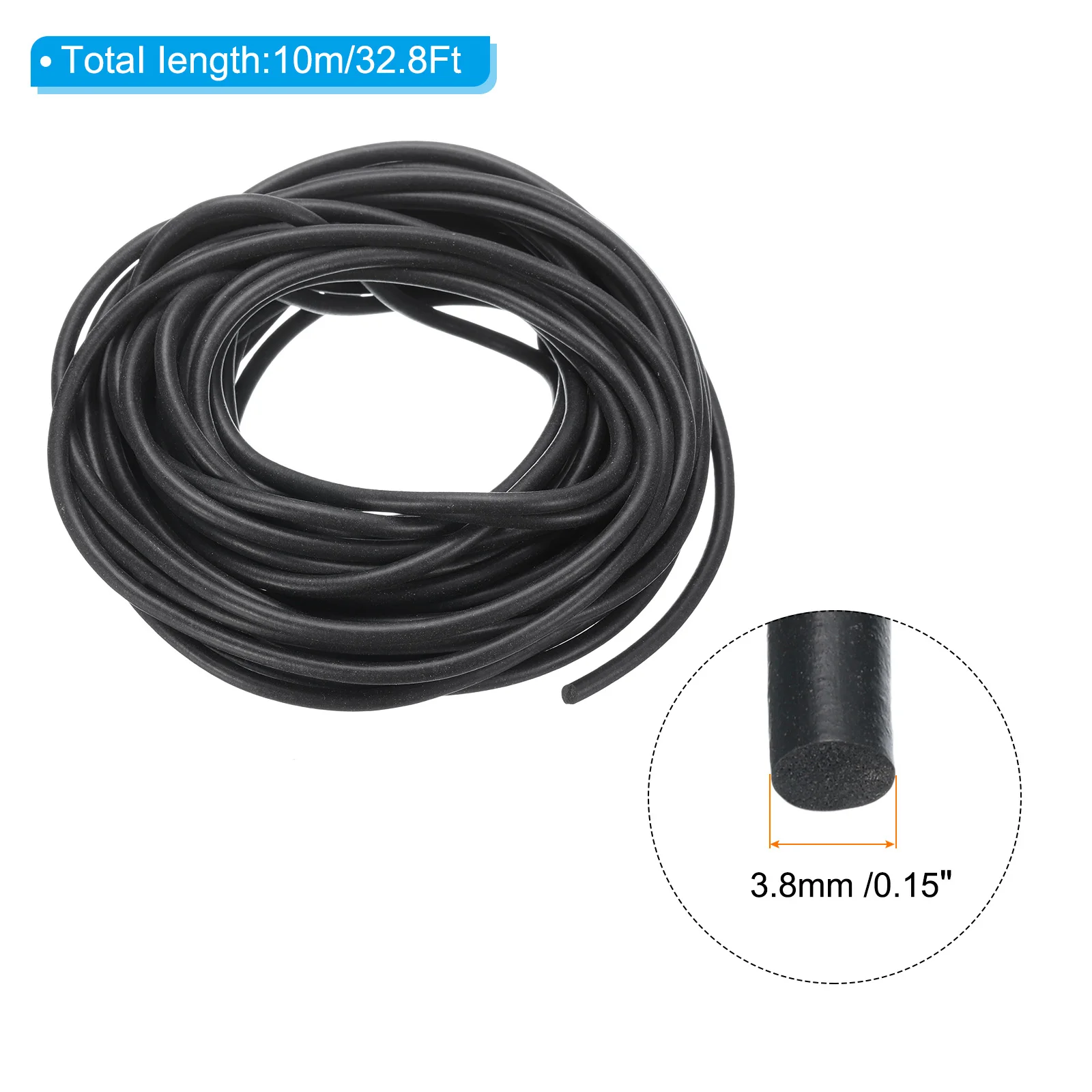 10Meters Silicone Foam Seal Strip 1-6mm Dia Round High Density Solid Sponge Rubber Weather Stripping Cord for Sealing Gap Black