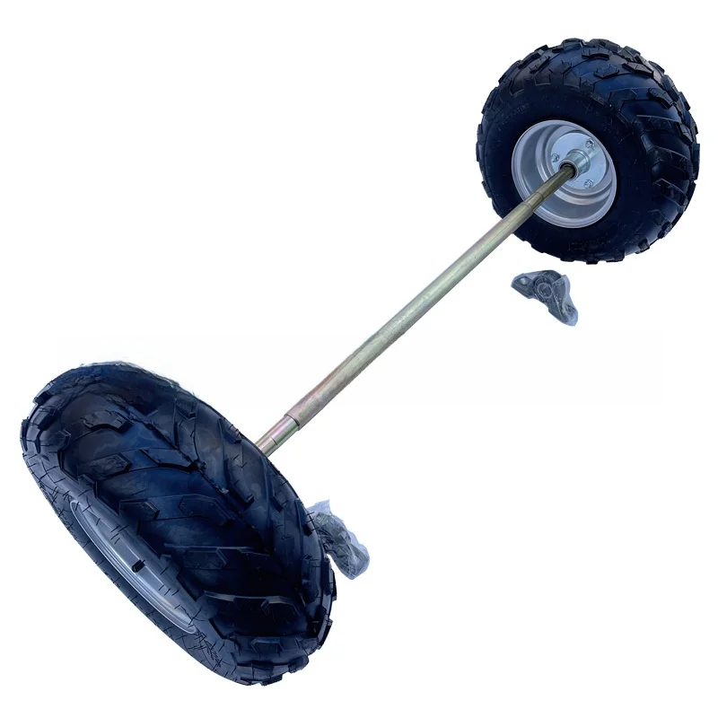 -For Heavy Duty 1m Steerable Rear Axle Assembly with 7-Inch Tires Bearing Flange for DIY Go Kart Tow Trailer Cargo Pull Car^