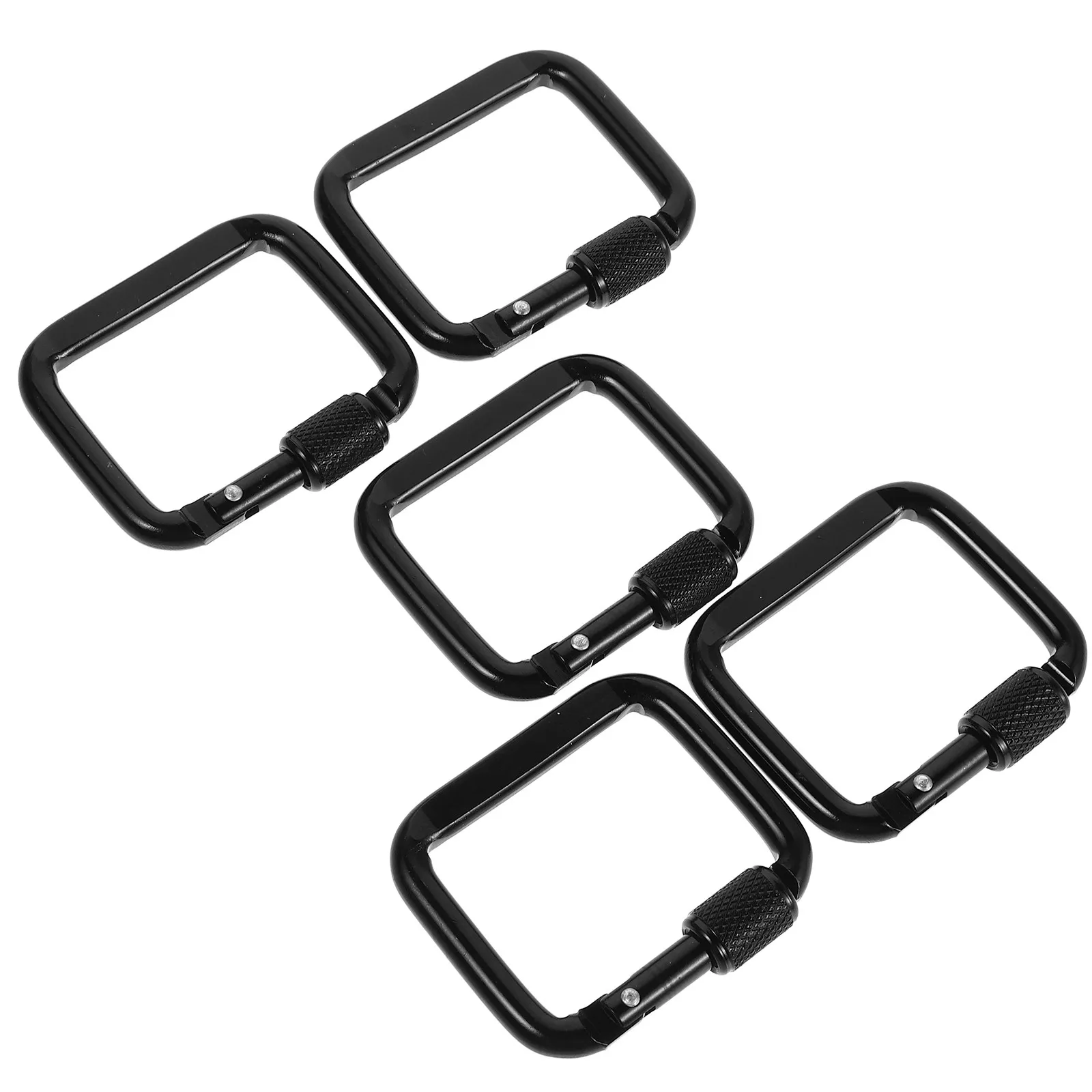 5Pcs Flattened Square Locking Carabiner Clips Heavy Duty Outdoor Climbing Gear Secure Threaded Lock for Camping Hiking Backpack