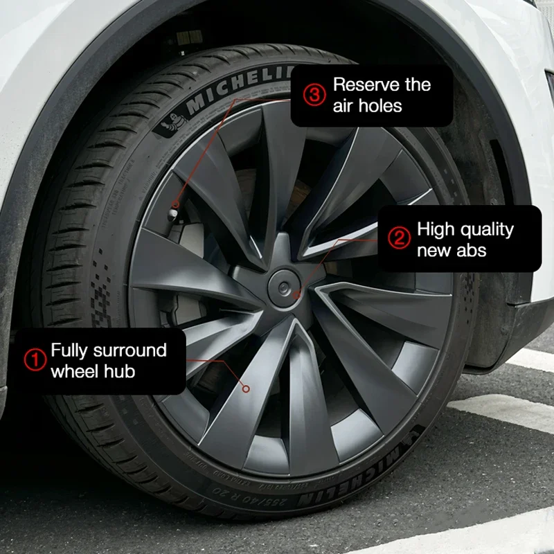 Tesla Model Y Juniper 2025 용 4PCS Hubcaps 20 인치 Helix 2.0 휠 허브 캡 풀 림 액세서리 용 성능 휠 커버 구성품