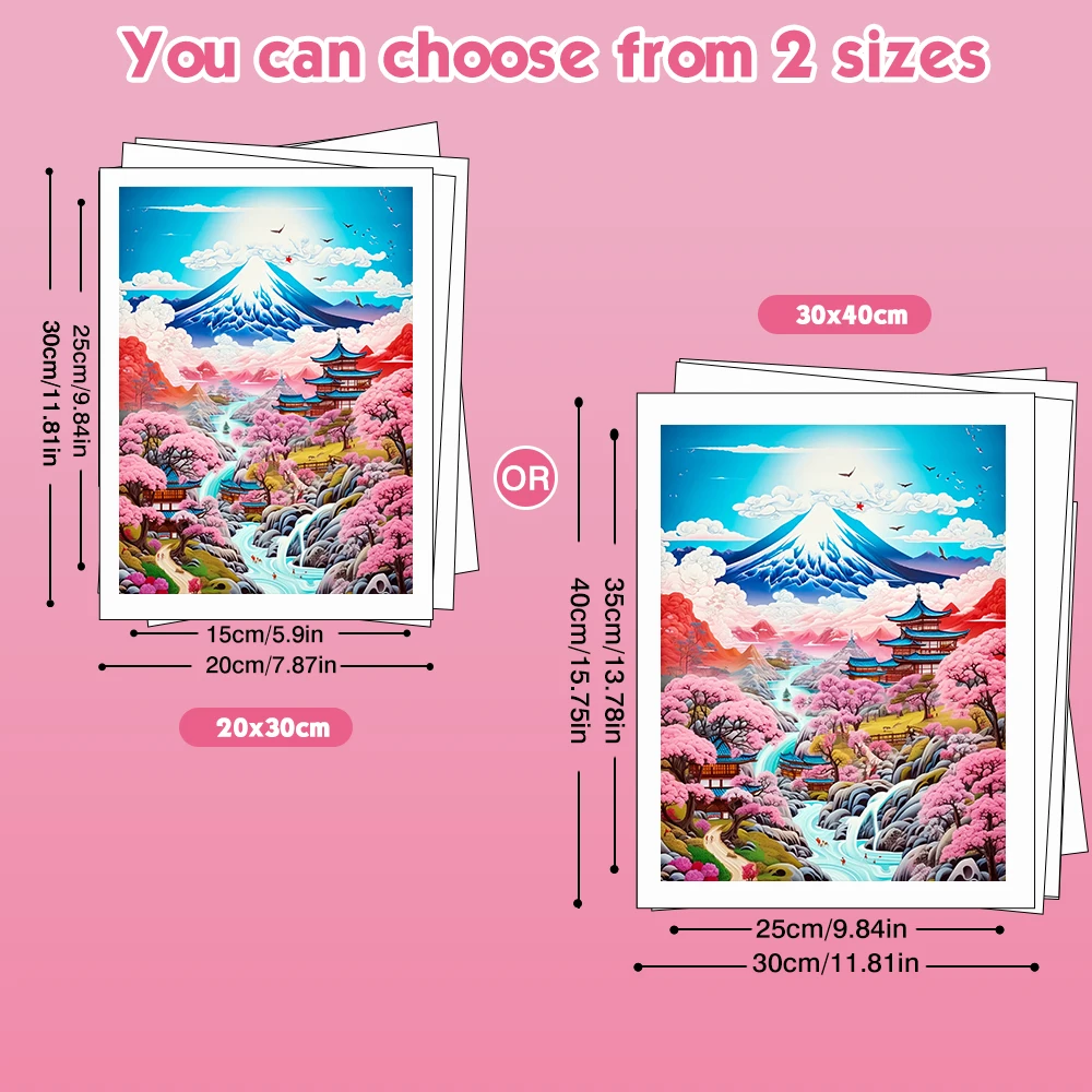 HUACAN 4PCS Full Round Drill Diamond Art New 2026 Cherry Blossom Mosaic Painting Flower Landscape Handmade Mountain Diy Kits