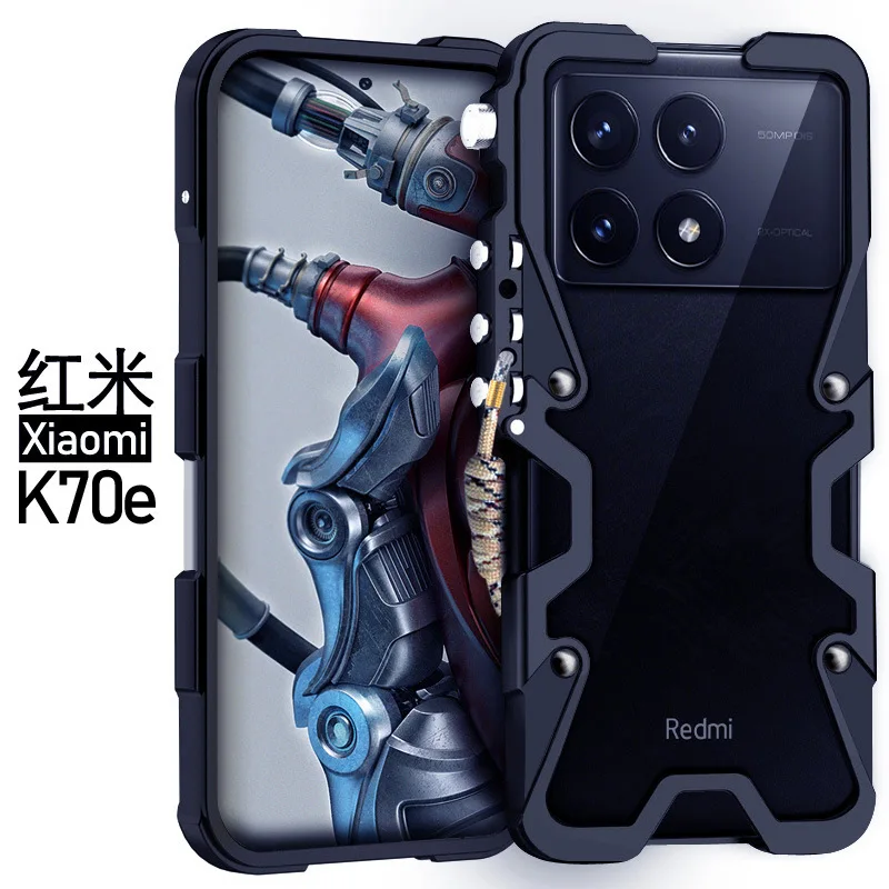 Hot Sales Zimon Luxury Armor Metal Aluminum Phone Cases Bumper For Xiaomi Redmi K70e Cover Mechanical Purely Handmade Skull Case