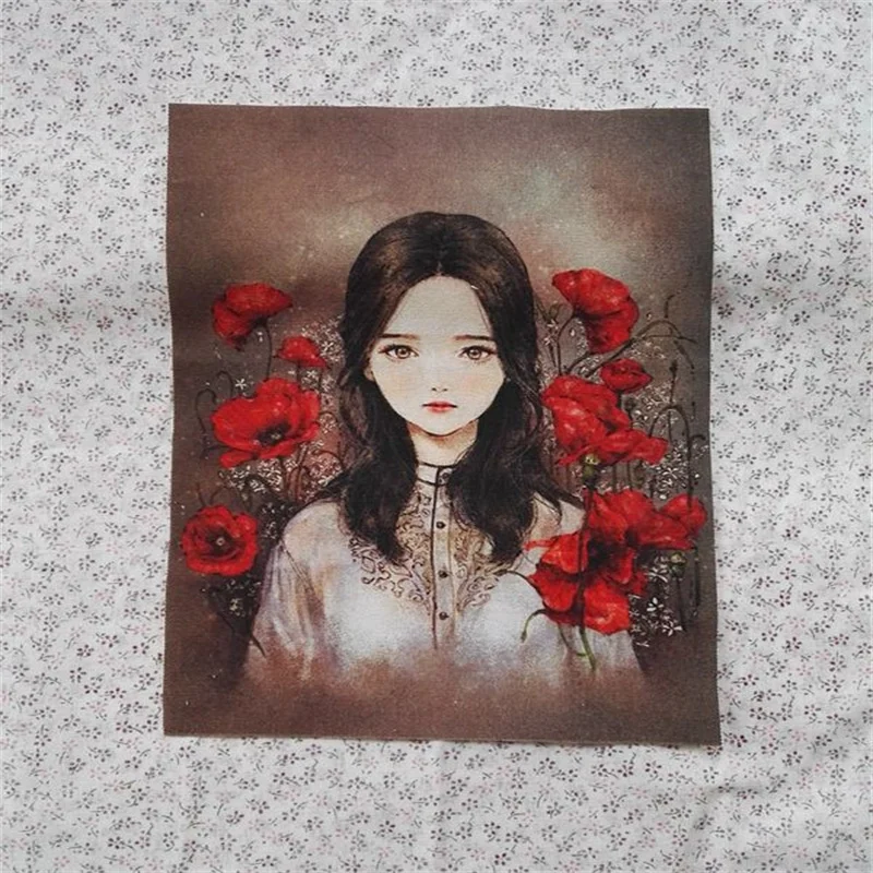 Syunss 1PCS Cute Girls Printed Hand Dyed Cotton Linen Fabric Telas Sewing DIY Patchwork Hand Embroidery Quilting Bags Tecido