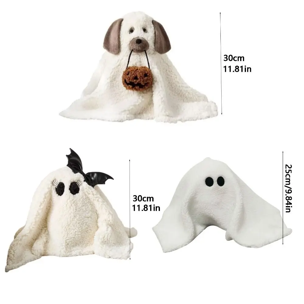 Confortável bonito fantasma cão travesseiro pp algodão macio halloween brinquedo de pelúcia presente branco filhote de cachorro sofá travesseiro quarto
