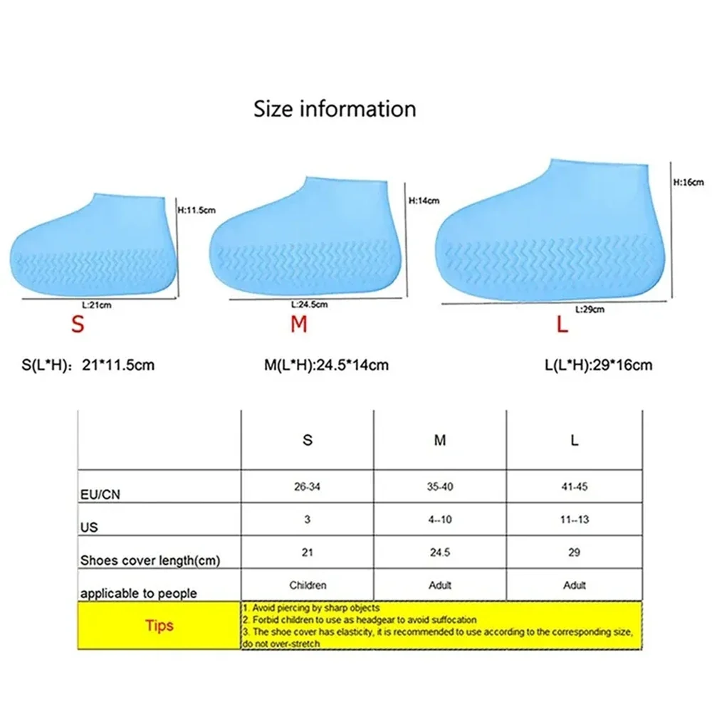 1Pair Reusable Waterproof Rain Shoes Covers Silicone Outdoor Rain Boots Overshoes Walking Shoes Accessories Reusable Shoes Cover