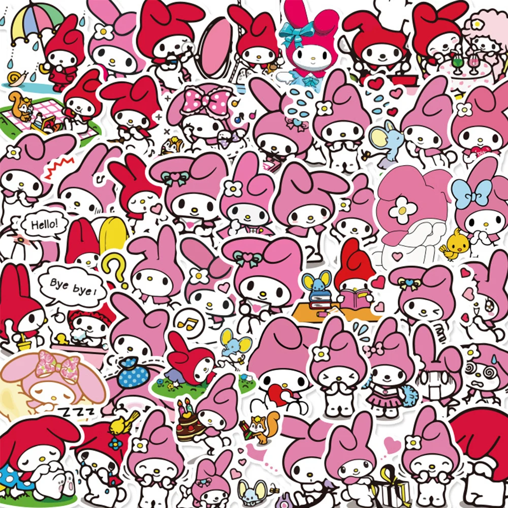 10/30/50pcs Sanrio Cartoon Anime moja melodia naklejki Kawaii dla dziewcząt DIY Laptop walizka papiernicze wodoodporne naklejki zabawki dla dzieci prezent