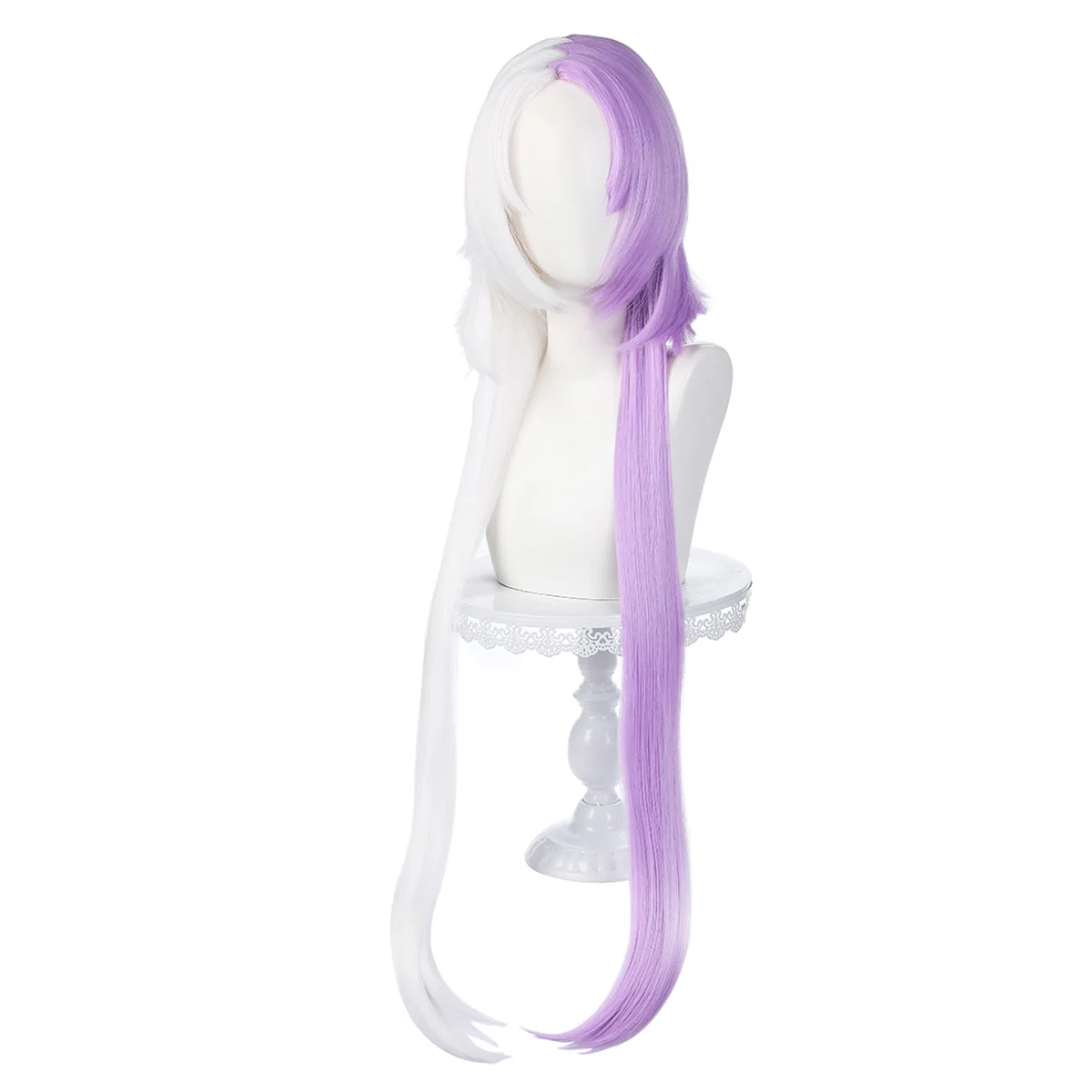 شعر مستعار اصطناعي طويل أبيض أرجواني مزيج أنيمي زي تأثيري شعر الحفلات ألياف مقاومة للحرارة للنساء #2