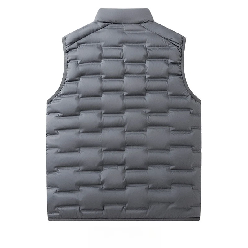 Winter White Down Vests Men Graphene Self-heating Windproof Pleated Vest Man Stand Collar Casual Warm Warm Down Waistcoat
