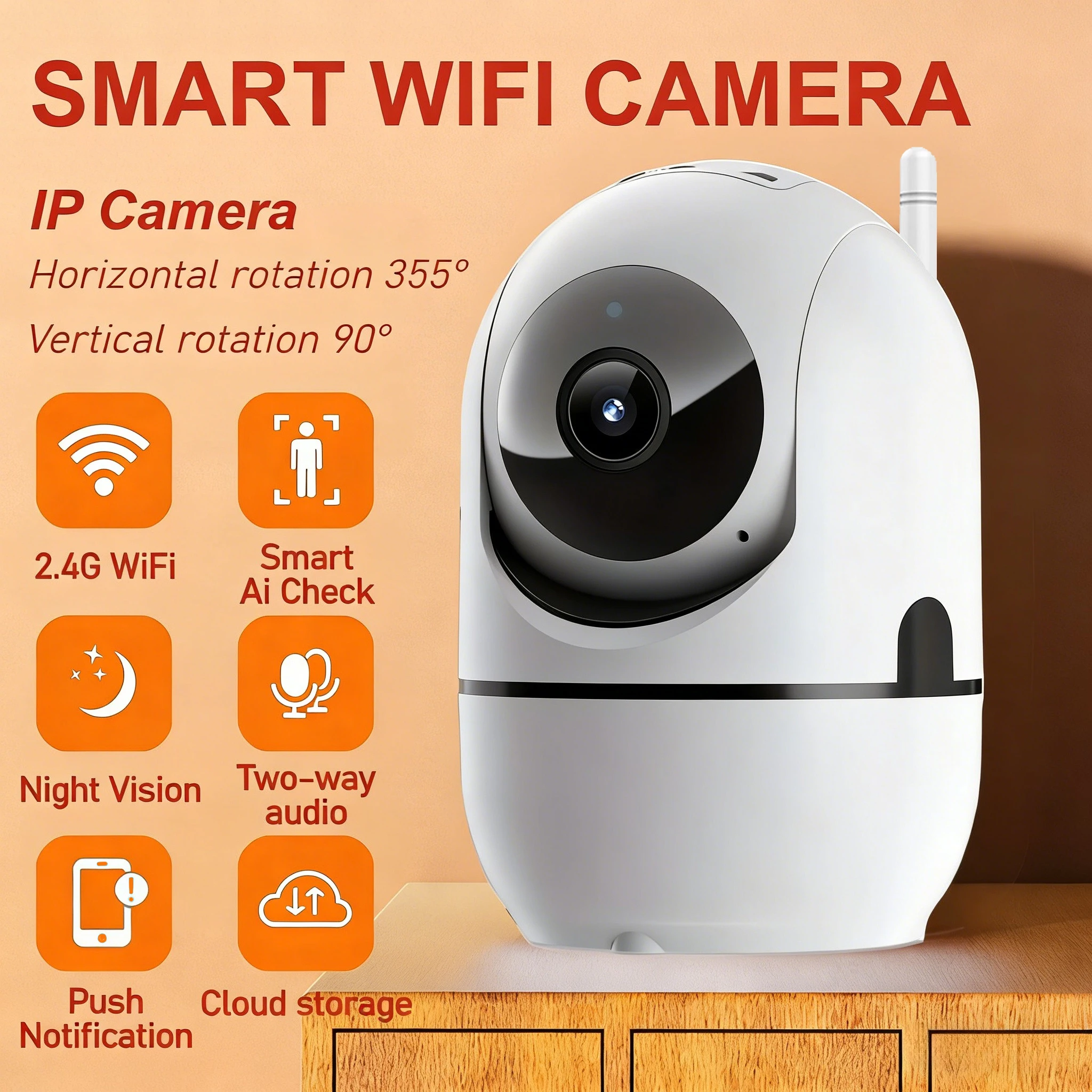 2.4G/hz Wifi IP Camera Smart Home Auto Tracking 1620P Full Night Vision Network Wireless CCTV Video Baby Security Camera