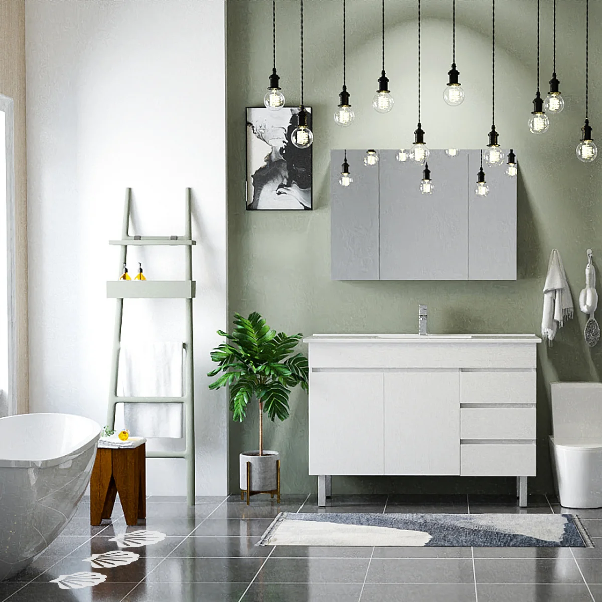 

2Sets Stairs Ladder Bathtub Anti Sticker Bathroom Kitchen Pool Waterproof Nonslip Elderly Safe Walking