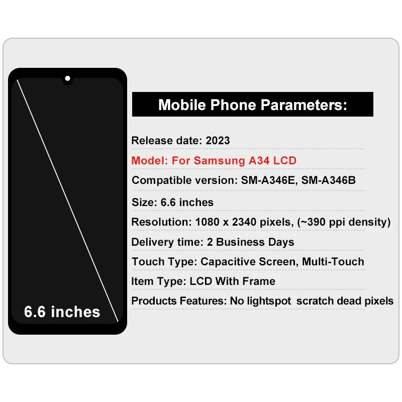 High Quality OLED For Samsung Galaxy A34 Display A346 SM-A346E LCD SM-A346B Touch Screen Digitizer Assembly For Samsung A34 LCD