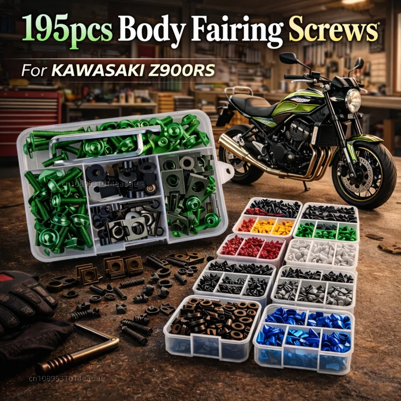 195pcs Motorcycle Fairing Bolts Body Screws Nuts For KAWASAKI Z900RS Z 900RS Z900 RS Kit Aluminum CNC Fasteners Clips Set
