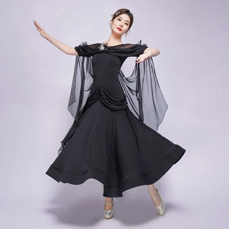 Moderne dansjurk voor dames en volwassenen, nieuwe ballroomdans, wals, ballroomdans, grote swingjurk prestatie-outfit