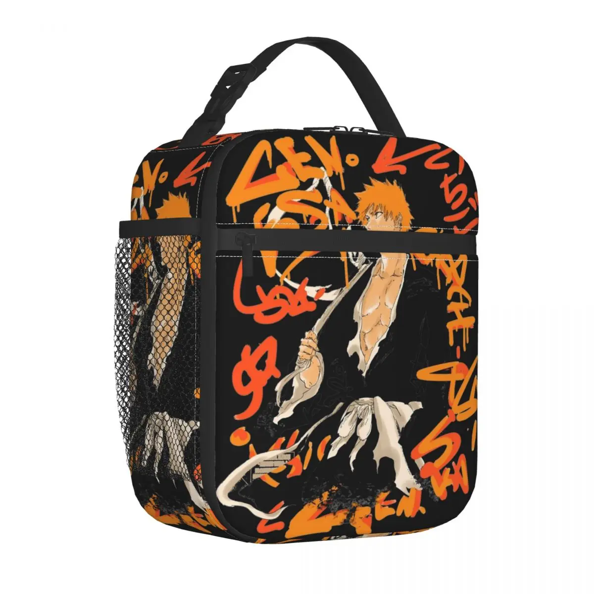 Bleach Ichigo Kurosaki Insulated Lunch Bags Cooler Bag Reusable Anime High Capacity Tote Lunch Box for Men Women Beach Picnic