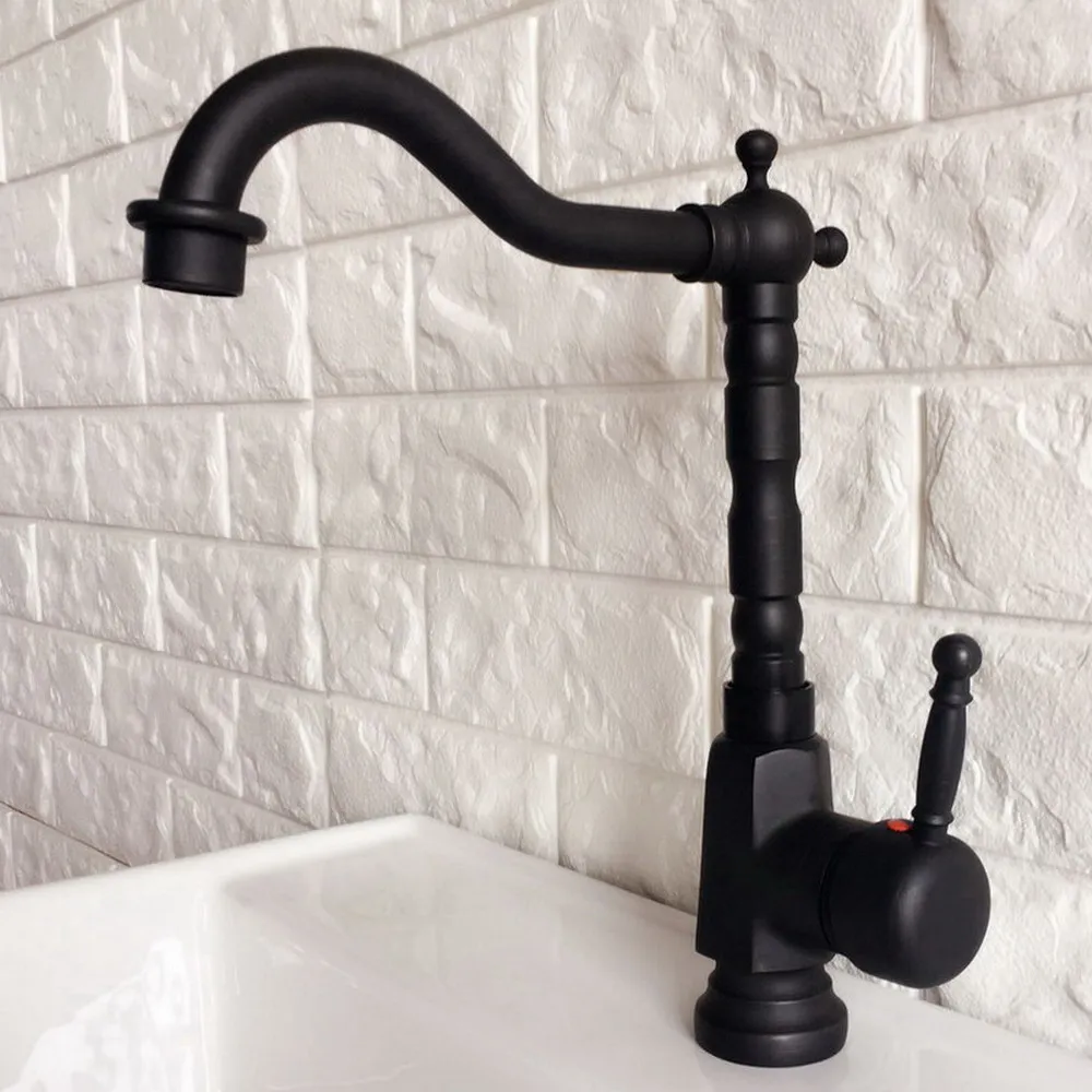 Oil Rubbed Bronze Basin Faucet Sink Faucet Cold And Hot Bathroom Mixer Taps 360 Degree Rotation Kitchen Sink Mixer Faucet tnf350