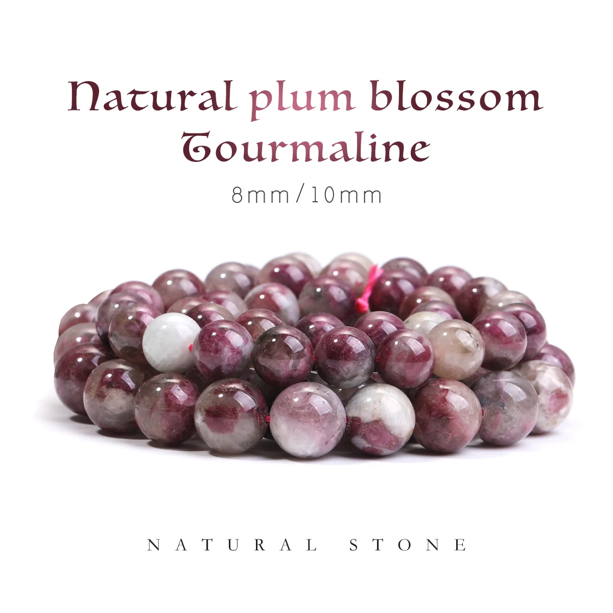 

8/10mm A+ Natural Stone Plum Tourmaline Genuine Round Loose Spacer Gemstone Beads For Jewelry Making DIY Bracelet Accessory