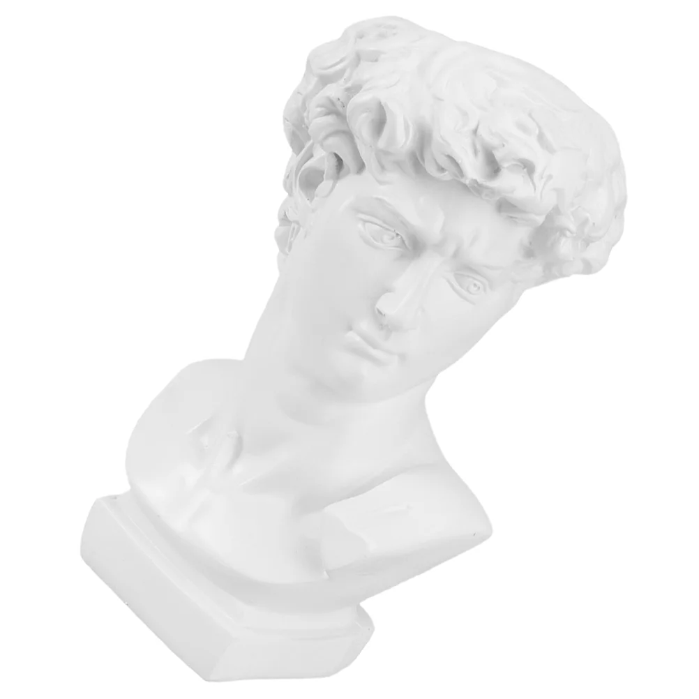 

Greek Sculpture Decoration Pen Holder David Statue Bust Face Vase White Resin Renaissance