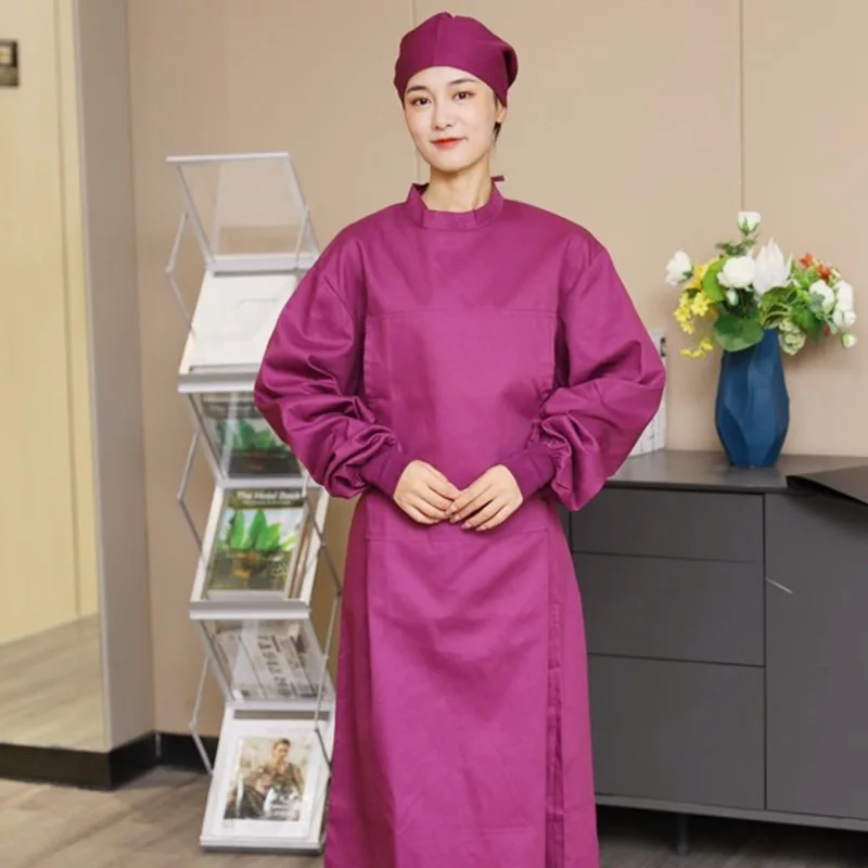 100% Cotton Surgical Scrubs, Unisex Long Sleeve Operating Gown, Half Wrap Isolation Gown for Hospital Medical Staff