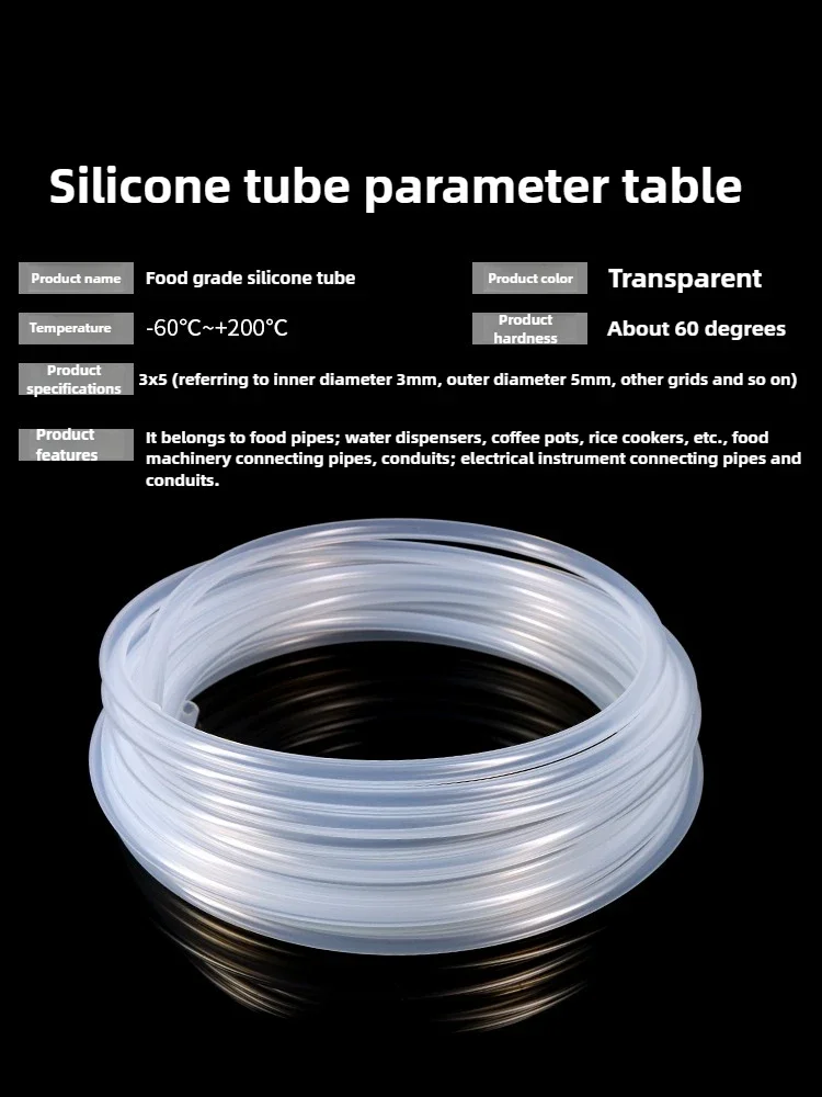 Food Grade Transparent Silicone Rubber Hose ID 0.5 1 2 3 4 5 6 7 8 9 10 mm OD Flexible Nontoxic Silicone Tube Clear soft