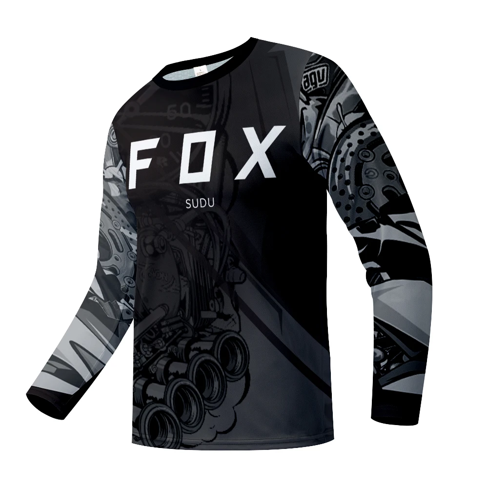 FOX SUDU Men\'s Cycling T-shirt Cross country Motorcycle Mountain Bike Speed Reduction Suit Long Sleeve Quick Drying Cycling Suit