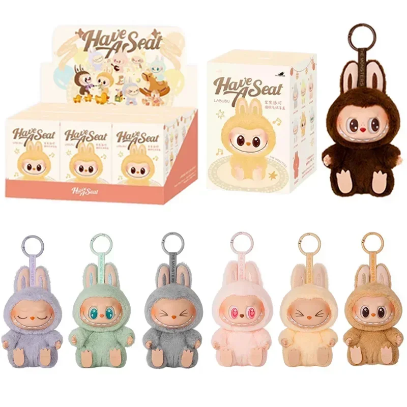 Boîte aveugle en peluche en vinyle, Macaron 2e monstres Labubu, fête assise, boîte Surprise décorative, cadeau de Collection de poupées, haute qualité 1:1