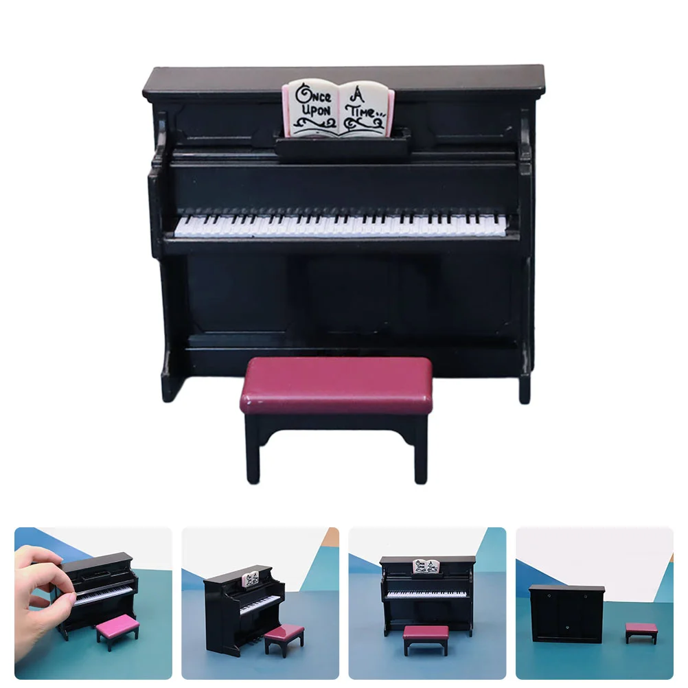 

Mini Piano Ornament Stool Model DIY Landscape Prop Creative Decor Wooden Adornment Models Plastic Toy Girl