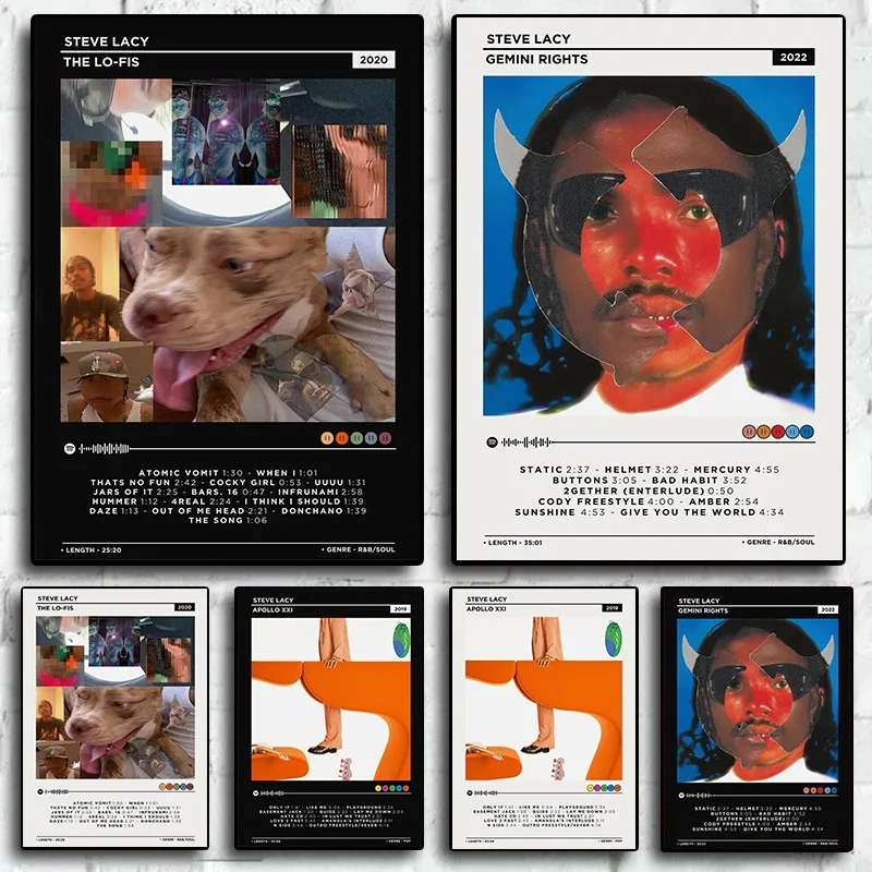 Steve Lacy Album Set Canvas Prints Gemini Rights Apollo XXI & The Lo-Fis Poster R&B Funk Singer Music Art Living Room Home Decor