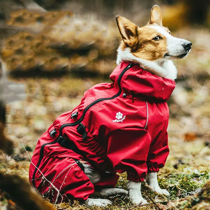 Waterproof Raincoat Pet Dog Outdoor Jacket Clothes Winter Warm Coat Big Jumpsuit Reflective Raincoat For Small Medium Large Dogs