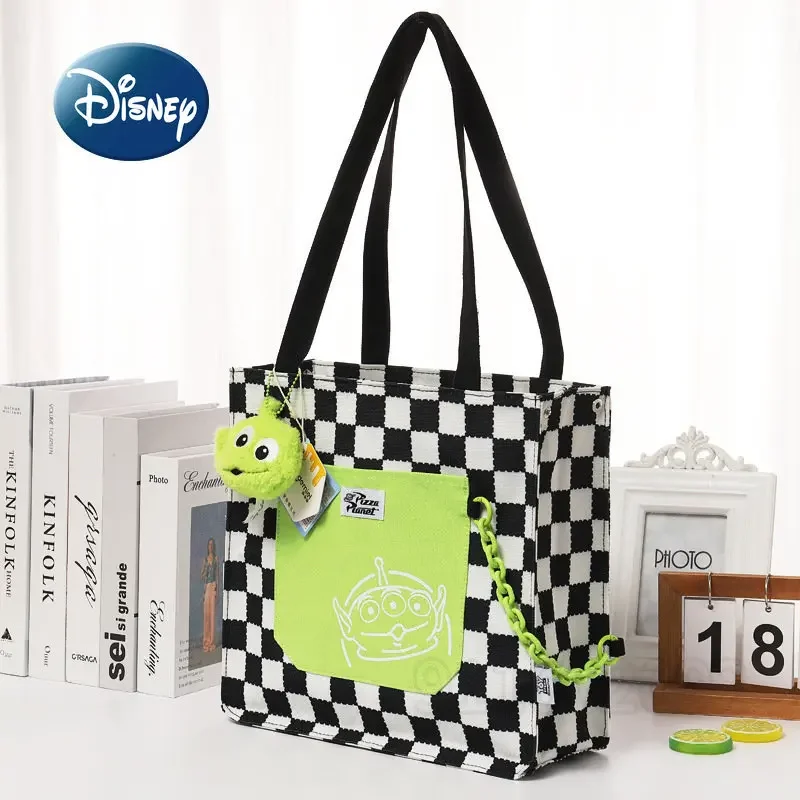 Disney três olhos original nova feminina bolsa de brinquedo história série feminina saco de luxo marca xadrez corrente saco de compras