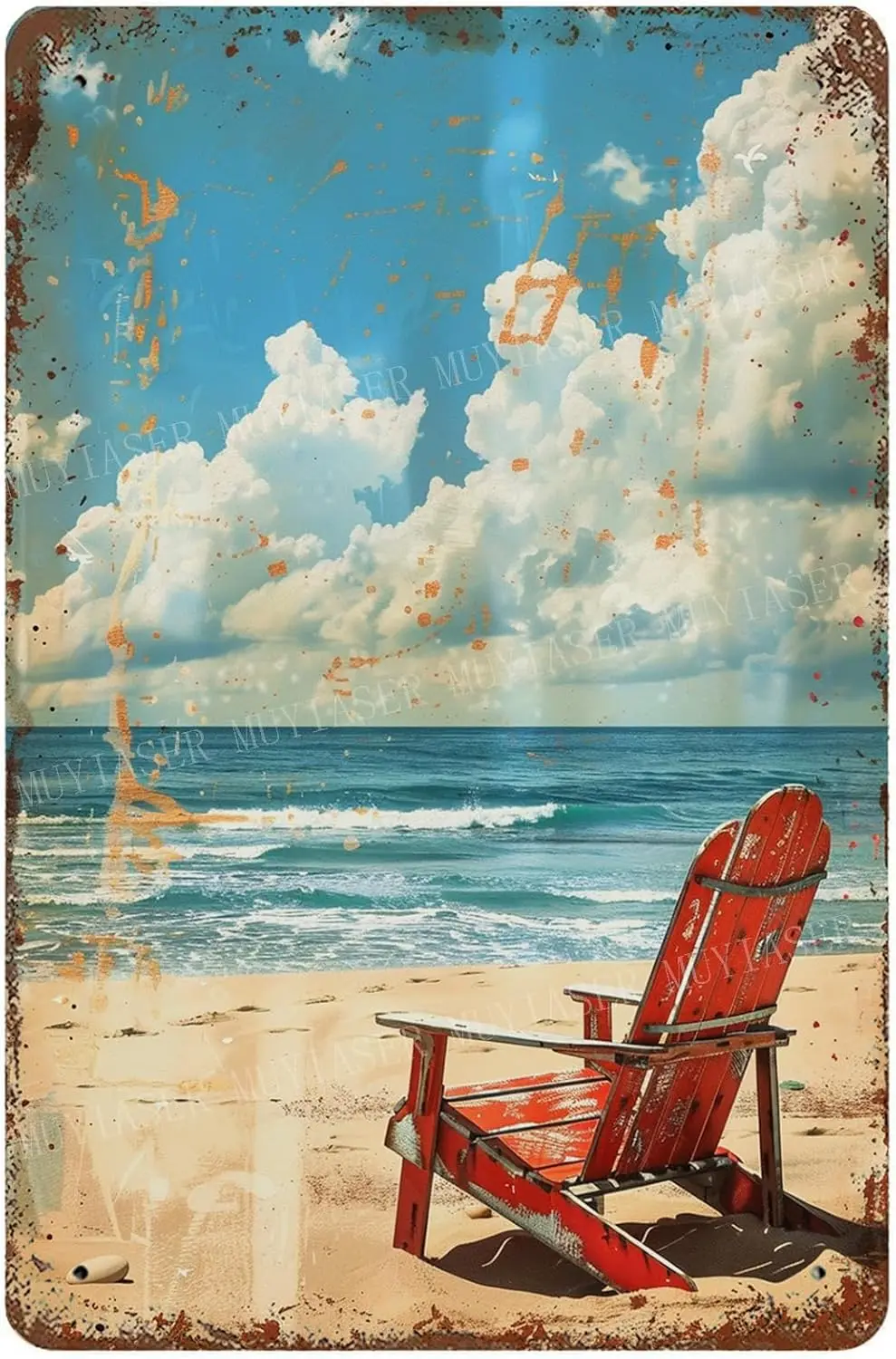 Retro Beach Aluminum Vintage Tin Sign for Kitchen Office Home Bar Cafe Decor