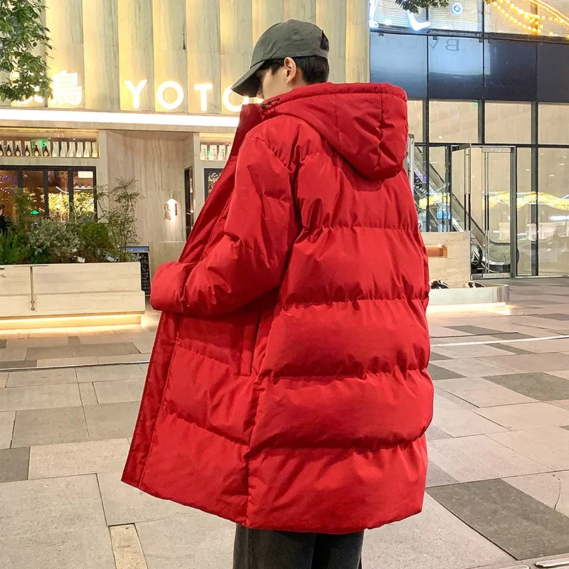 Men's padded Clothing Autumn Winter New Solid Color Mid-length Over-the-knee Thickened Windproof Outdoor Sports Coat Men Jacket