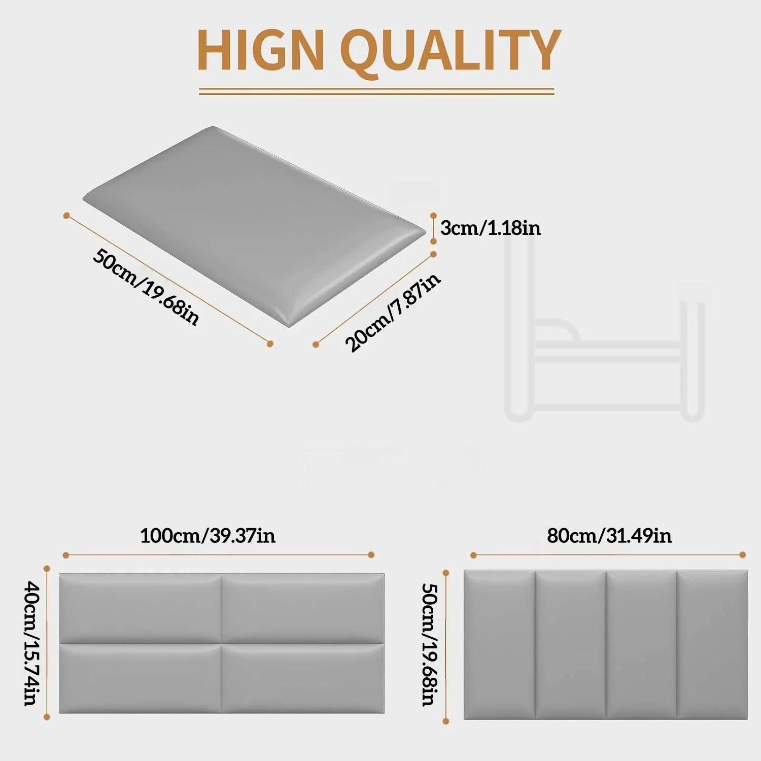 1/2PCS Upholstered Headboard Panels, Peel and Stick Padded Wall Panels, 3D Anti-Collision Wall Mounted Bed headboard for Full