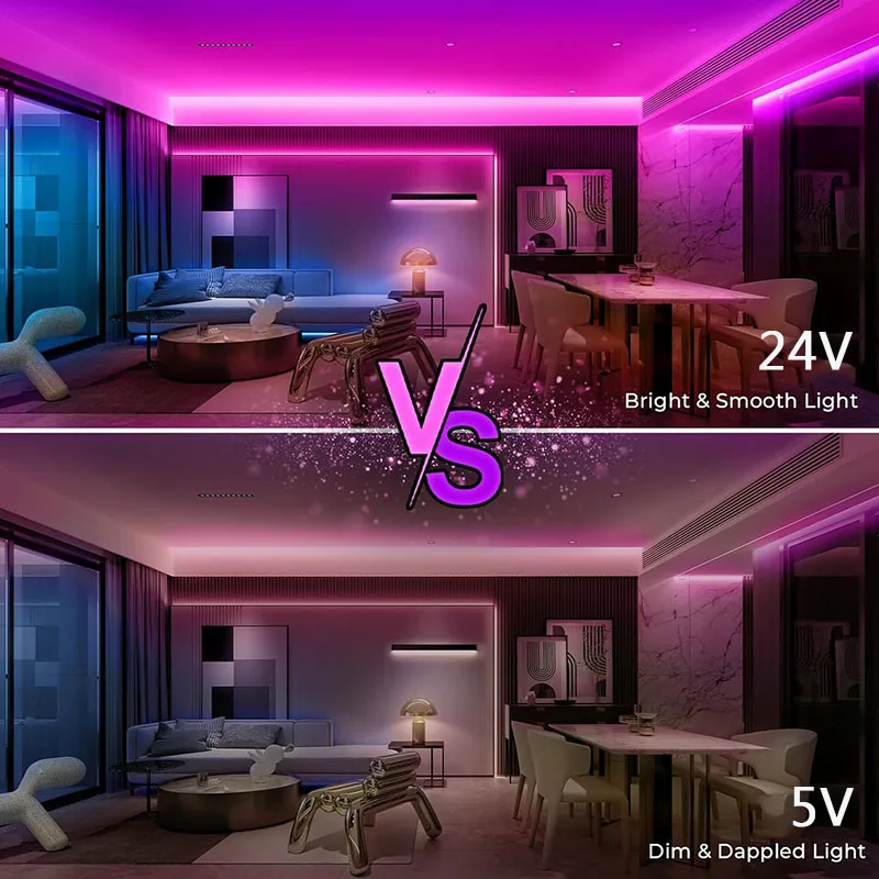 24 فولت أكثر إشراقا بلوتوث RGB النيون LED قطاع 5 متر-30 متر الموسيقى مزامنة التحكم عن بعد مقاوم للماء النيون حبل ضوء للديكور الداخلي في الهواء الطلق