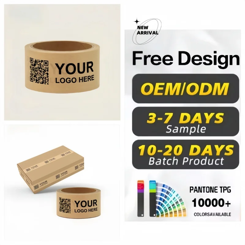 custom.Custom Recyclable Gummed Activated Kraft Paper Packaging Tape Merry Adhesive Writable Feature with