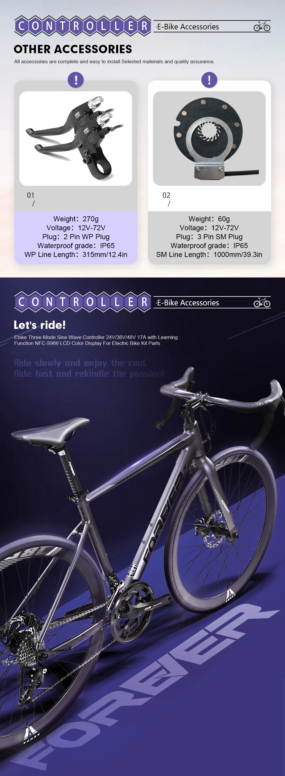 3-Modus 17A Sinuswellen-Controller 36V48V 250W350W Bürstenloser Motor-Controller UART-Protokoll Nr. 2, ohne Hall-Sensor, für E-Scooter-Fahrrad – Detail 7
