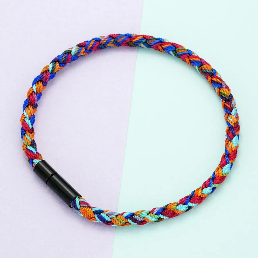 Simple Style Handmade Colorful Braided Bracelet Men Hand Rop
