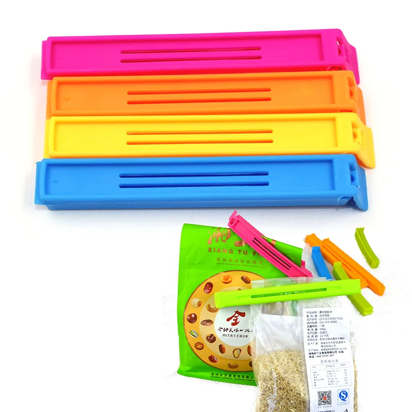 Portable Sealing Bag Clips, Sealer Clamp,Random Color,Plastic Kitchen Storage Tool,Food Bag Snack Seal, 10.5x1.5cm, 5Pcs