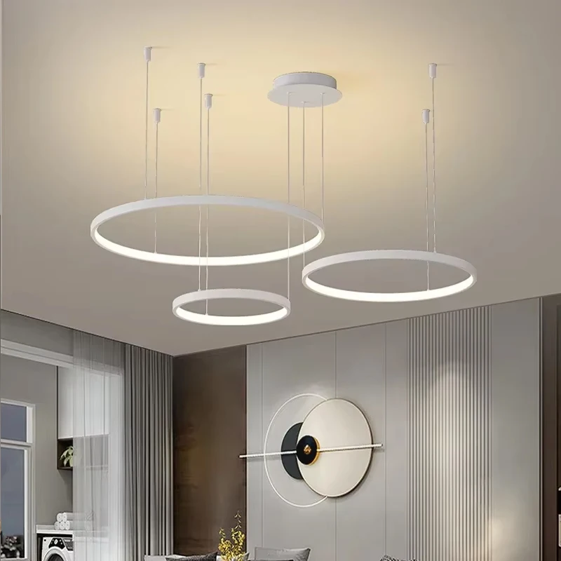 Modern Led Ring Chandelier Home Lighting Living Room Dining Room Bedroom Home Decoration Pendant Lights Indoor Hanging Lamp