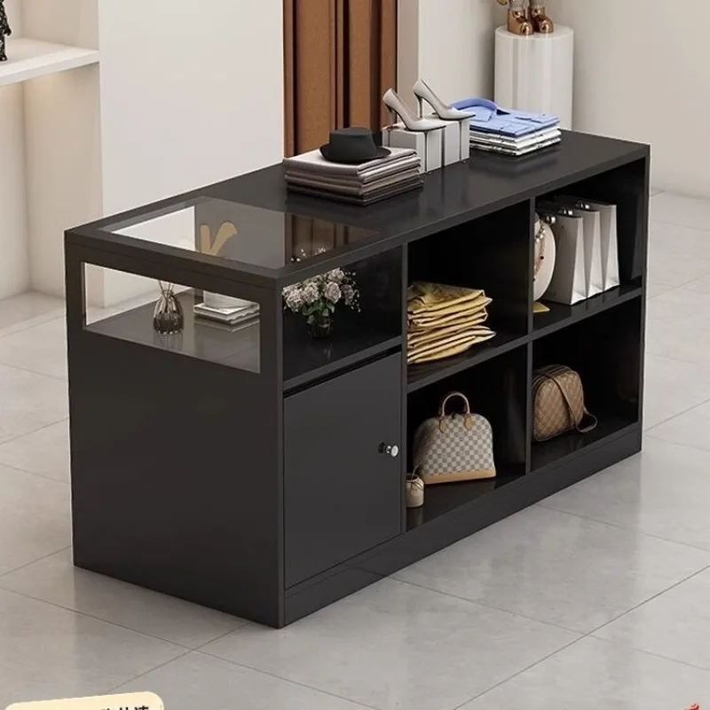 Clothing store mid-island cabinet, display cabinet, black light luxury running water table, shoe and bag display cabinet