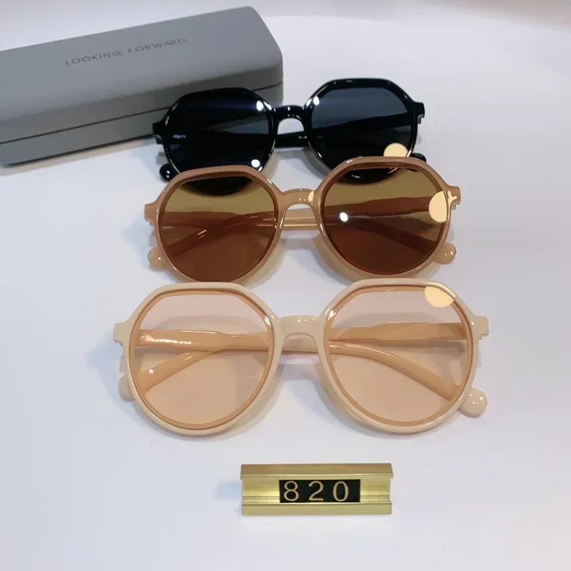 Ladies Small Frame Milk Tea White Sunglasses Classic Design Retro Sunglasses Small Face Sunscreen Sunglasses Unisex Goggles