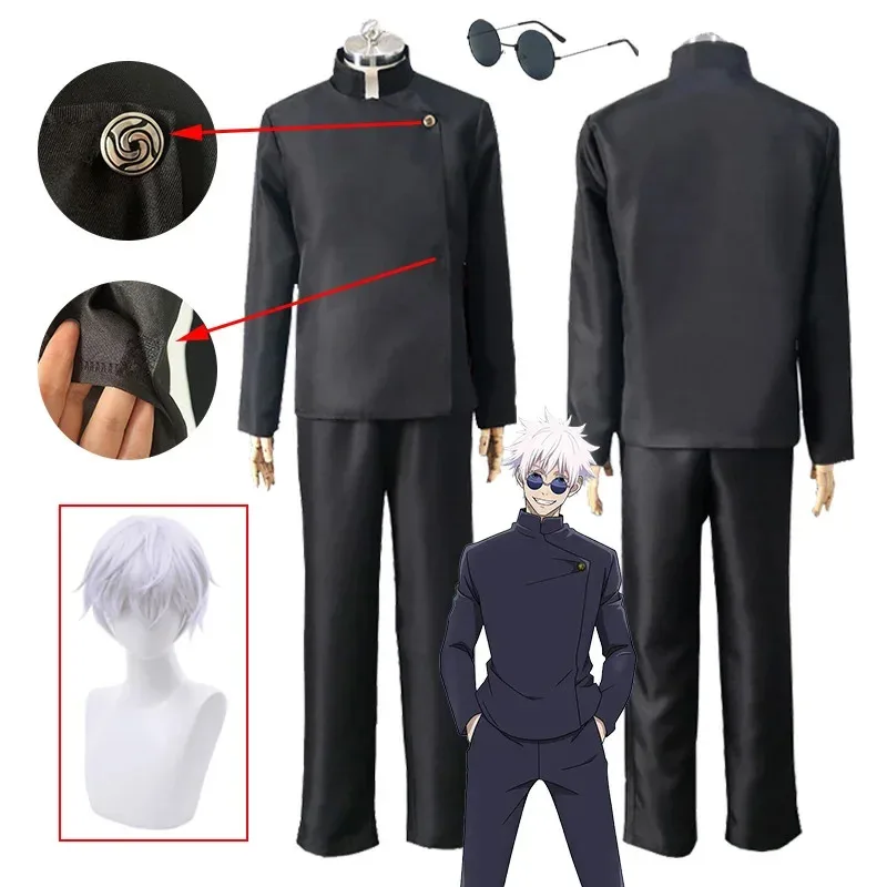 

Anime Jujutsu Kaisen Satoru Gojo Cosplay Costume Gojo Satoru Wig Glasses High School Uniform Halloween Costume Men Adult