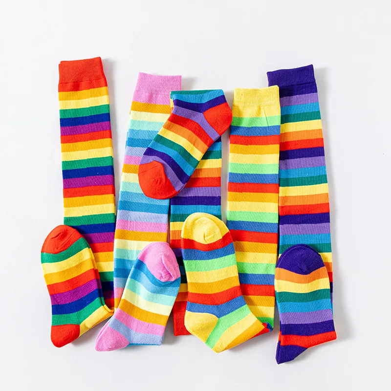 

Новое поступление, детские радужные носки, детские спортивные гольфы для девочек и мальчиков, мягкие хлопковые гольфы в полоску для малышей, высокое качество, От 2 до 12 лет