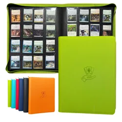 16 Pocket Card Binder, 1000+ Premium Zip Trading Card Binder, Double Sided Pocket Card Binder Album, Ringless Card Folder for MT