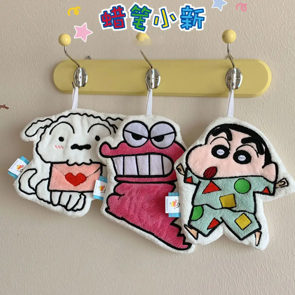 Crayon Shin-chan – serviettes de dessin animé pour enfants, en molleton de corail, absorbant, à séchage rapide, polyvalentes, brodées en trois dimensions