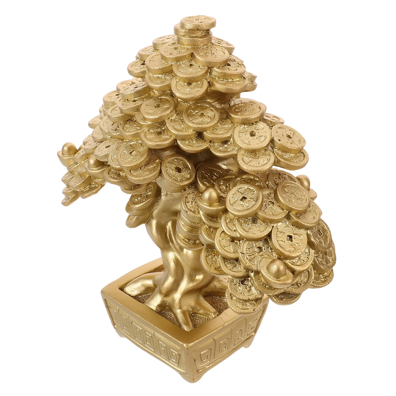 

Chinese Money Tree Resin Sculpture Feng Shui Fortune Decor Wealth Symbol Elegant Tabletop Ornament Good Luck Money Tree