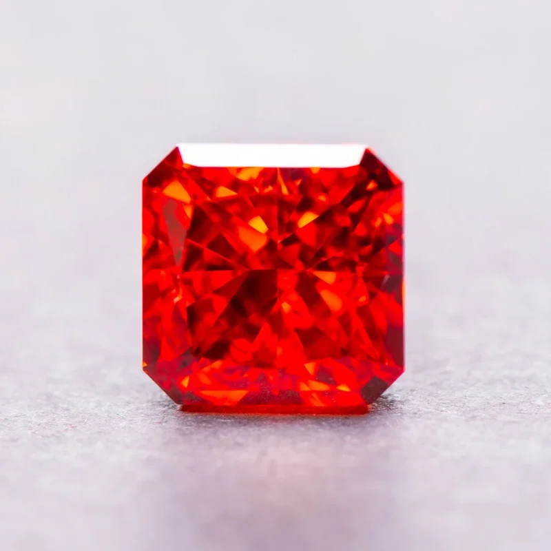 

Cubic Zirconia Asscher Shape Red Color 5A Grade 4k Crushed Ice Cut Charm Beads for DIY Jewelry Making Earings Ring Materials